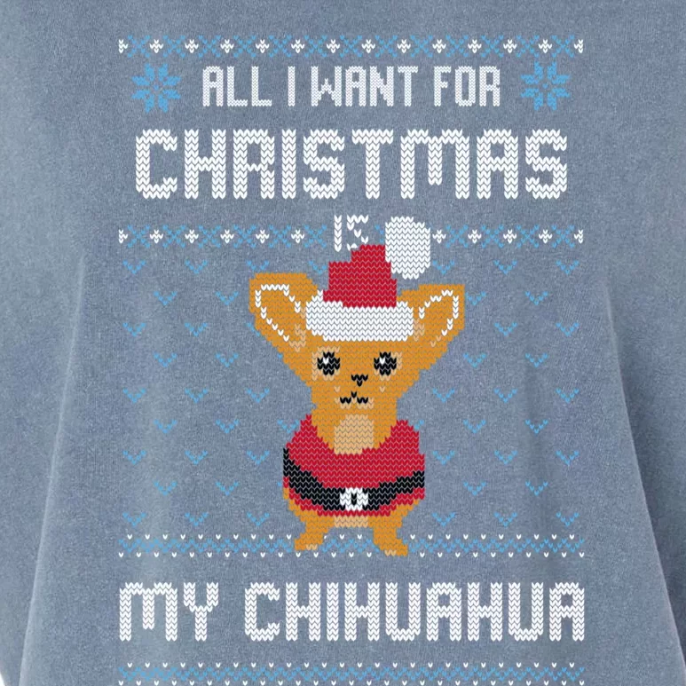 All I Want For Christmas Is Chihuahua Ugly Christmas Sweater Great Gift Garment-Dyed Women's Muscle Tee