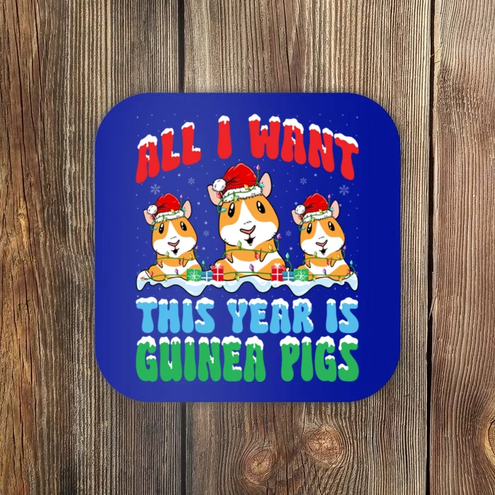 All I Want This Year Is Guinea Pig Wearing Christmas Hat Meaningful Gift Coaster