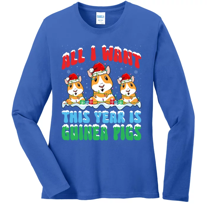 All I Want This Year Is Guinea Pig Wearing Christmas Hat Meaningful Gift Ladies Long Sleeve Shirt