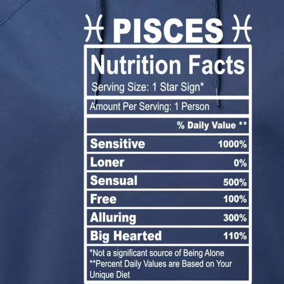 Appreciation Ideas With Pisces Nutrition Facts Funny Gift Performance Fleece Hoodie