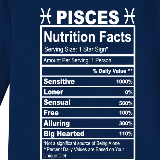 Appreciation Ideas With Pisces Nutrition Facts Funny Gift Baby Long Sleeve Bodysuit