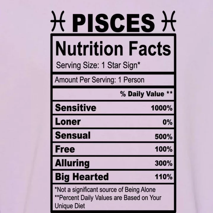 Appreciation Ideas With Pisces Nutrition Facts Funny Gift Garment-Dyed Sweatshirt