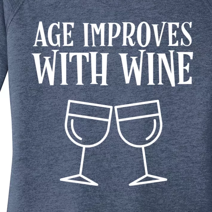 Age Improves With Wine Funny Funny Gift Women's Perfect Tri Tunic Long Sleeve Shirt