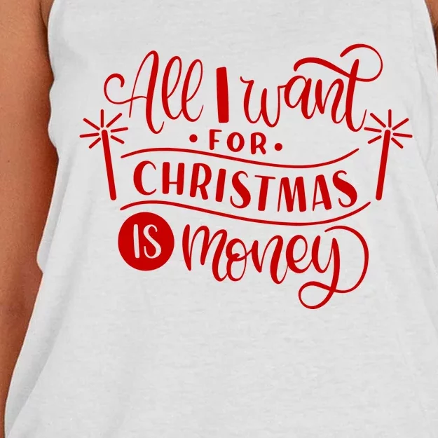 All I Want For Christmas Is Money Funny Women's Knotted Racerback Tank