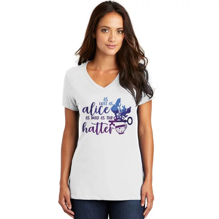 Alice In Wonderland Vintage 90s Women's V-Neck T-Shirt