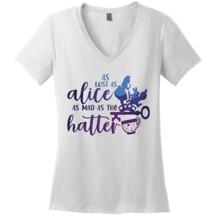 Alice In Wonderland Vintage 90s Women's V-Neck T-Shirt