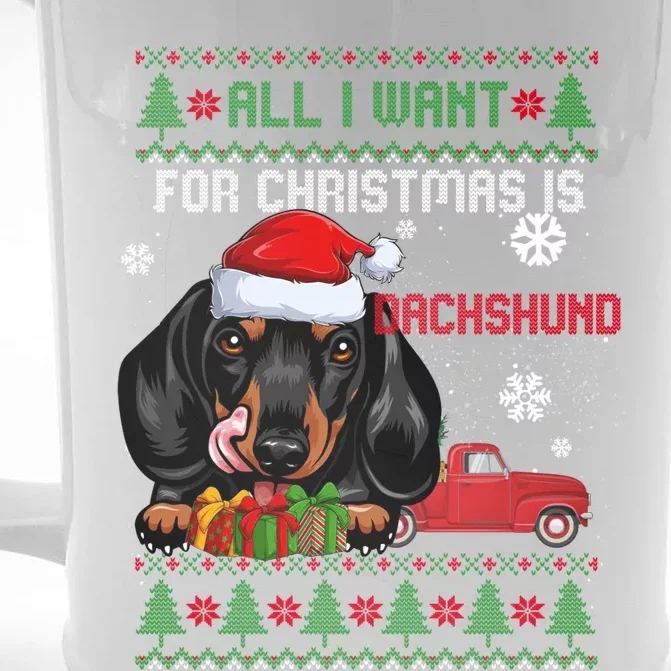 All I Want For Christmas Is Dachshund Ugly Christmas Sweater Funny Gift Front & Back Beer Stein