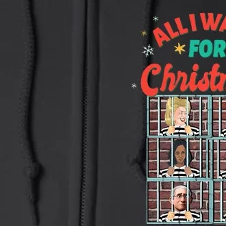 All I Want For Christmas Biden Trump Ugly Christmas Sweater Full Zip Hoodie