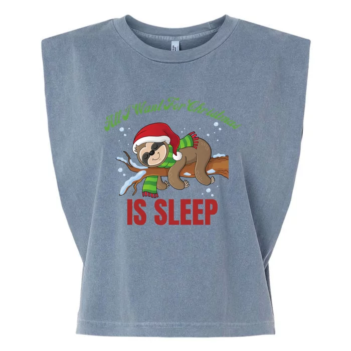 All I Want For Christmas Is Sleep Funny Xmas Pajama Costume Gift Garment-Dyed Women's Muscle Tee