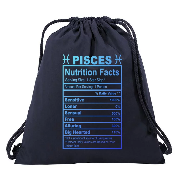 Appreciation Ideas With Pisces Nutrition Facts Gift Drawstring Bag