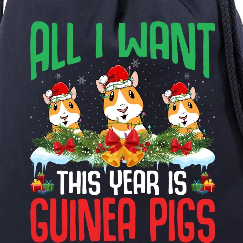 All I Want This Year Is Guinea Pigs Wearing Hat Christmas Cute Gift Drawstring Bag