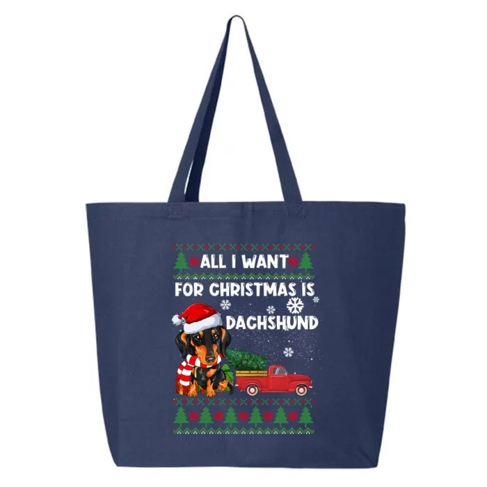 All I Want For Christmas Is Dachshund Ugly Christmas Sweater Gift 25L Jumbo Tote