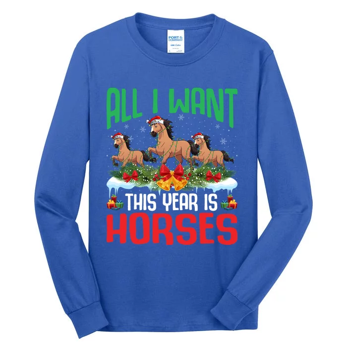 All I Want This Year Is Horses Wearing Santa Hat Christmas Meaningful Gift Tall Long Sleeve T-Shirt