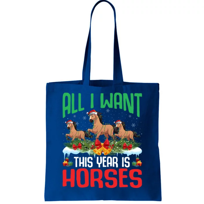 All I Want This Year Is Horses Wearing Santa Hat Christmas Meaningful Gift Tote Bag