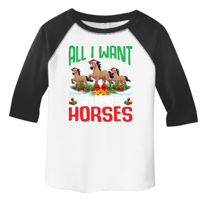 All I Want This Year Is Horses Wearing Santa Hat Christmas Meaningful Gift Toddler Fine Jersey T-Shirt