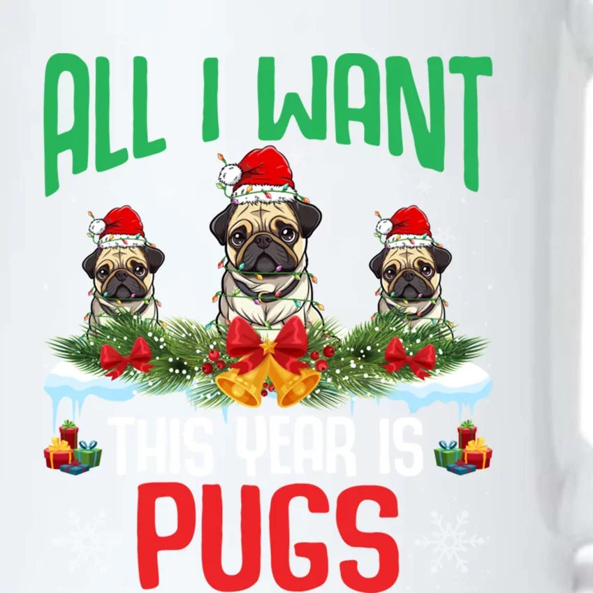 All I Want This Year Is Pugs Wearing Santa Hat Christmas Gift Black Color Changing Mug