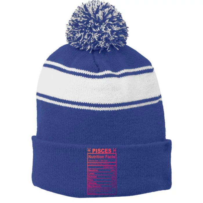 Appreciation Ideas With Pisces Nutrition Facts Gift Stripe Pom Pom Beanie