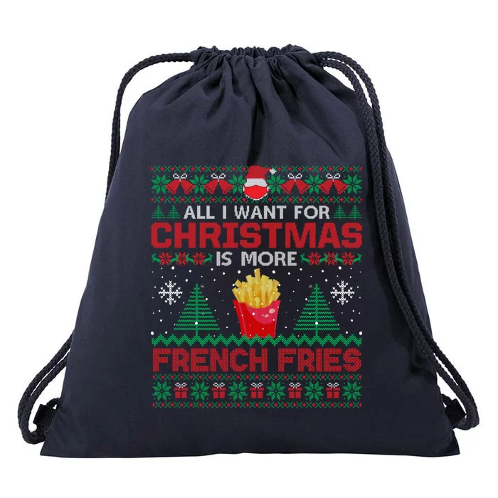 All I Want Is French Fries Christmas Pajama Party Cute Gift Drawstring Bag