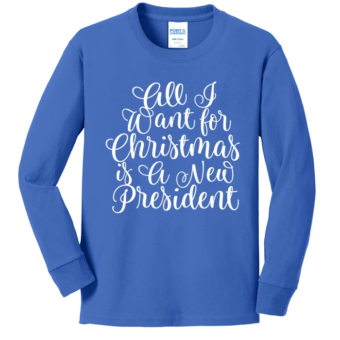 All I Want For Christmas Is A New President Trump Impeach Gift Kids Long Sleeve Shirt