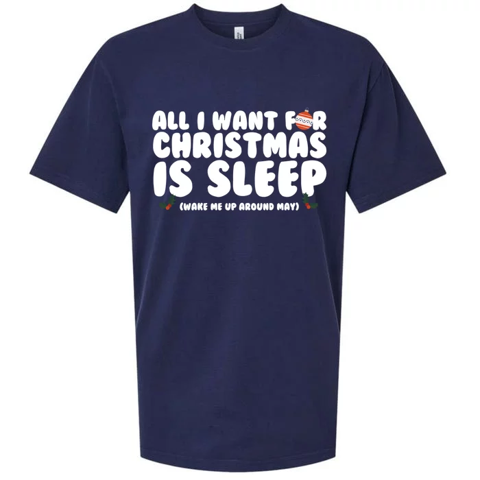 All I Want For Christmas Is Sleep Funny Xmas Cute Gift Sueded Cloud Jersey T-Shirt