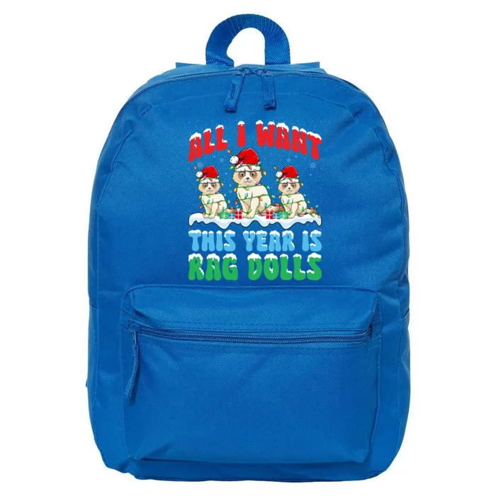 All I Want This Year Is Ragdoll Cat Wearing Christmas Hat Gift 16 in Basic Backpack