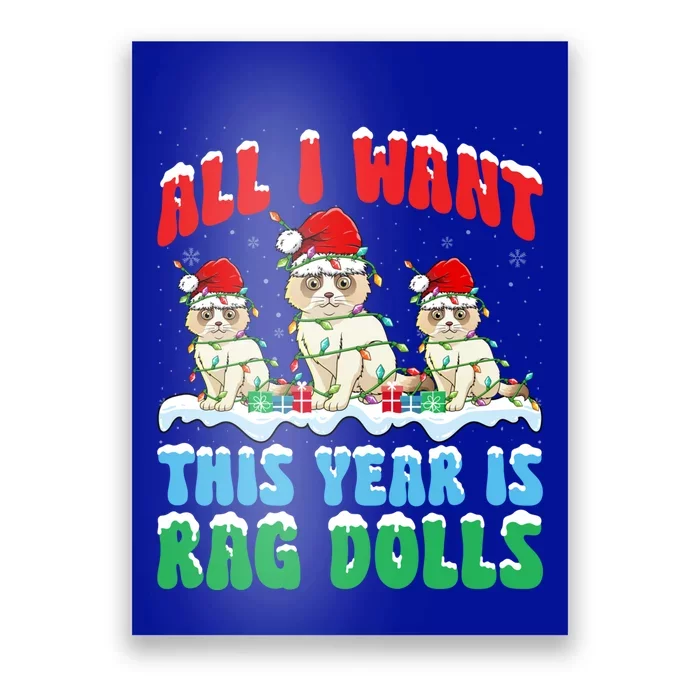 All I Want This Year Is Ragdoll Cat Wearing Christmas Hat Gift Poster