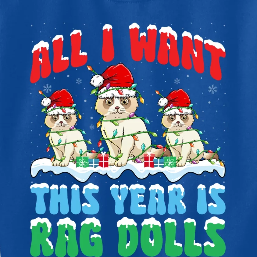 All I Want This Year Is Ragdoll Cat Wearing Christmas Hat Gift Kids Sweatshirt