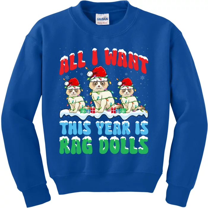 All I Want This Year Is Ragdoll Cat Wearing Christmas Hat Gift Kids Sweatshirt