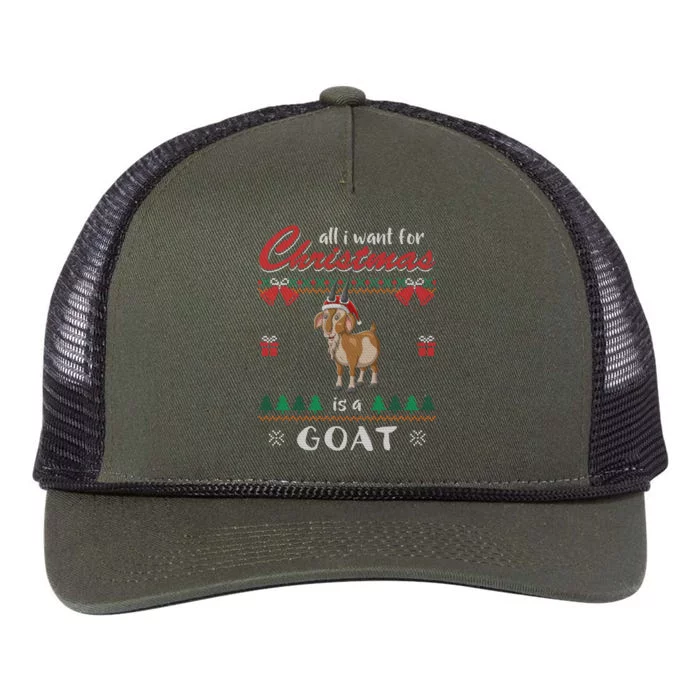 All I Want For Christmas Is A Goat Ugly Christmas Sweater Gift Retro Rope Trucker Hat Cap