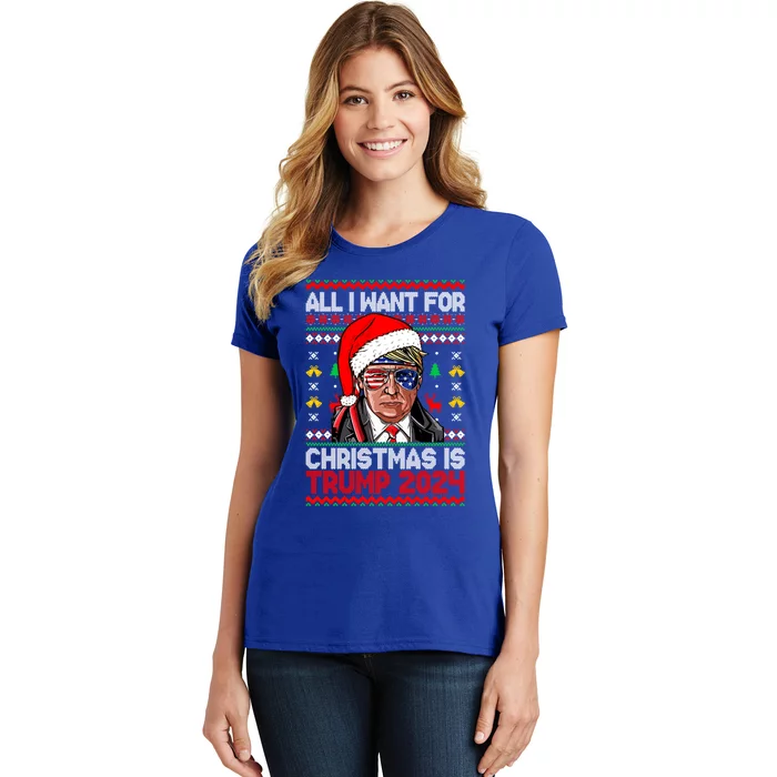 All I Want For Christmas Is Trump 2024 Ugly Xmas Sweater Pjs Gift Women's T-Shirt