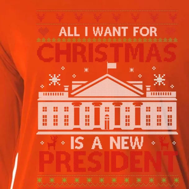 All I Want For Christmas Is A New President Xmas Gift Cooling Performance Long Sleeve Crew