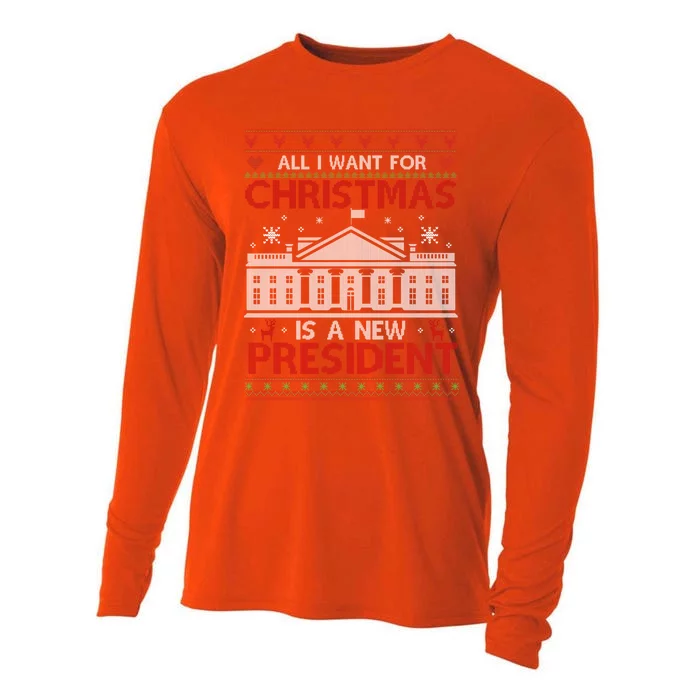 All I Want For Christmas Is A New President Xmas Gift Cooling Performance Long Sleeve Crew