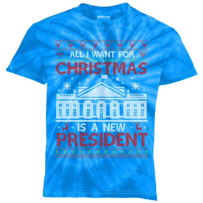 All I Want For Christmas Is A New President Xmas Gift Kids Tie-Dye T-Shirt