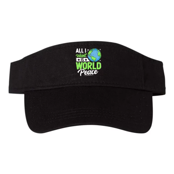 All I Want Is World Peace Graphic Valucap Bio-Washed Visor