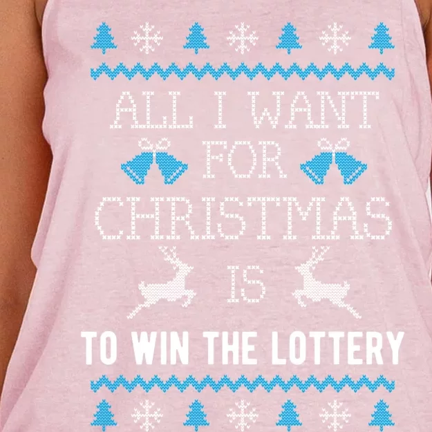 All I Want For Christmas Is To Win The Lottery Ugly Xmas Fun Gift Women's Knotted Racerback Tank