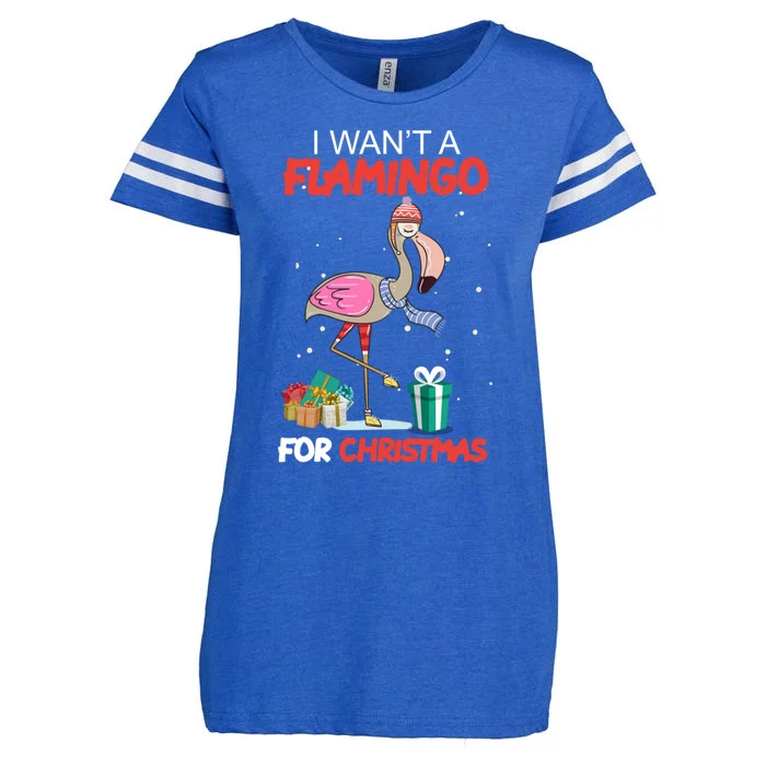 All I Want For Christmas Is A Flamingo Warm Weather Gift Funny Gift Enza Ladies Jersey Football T-Shirt