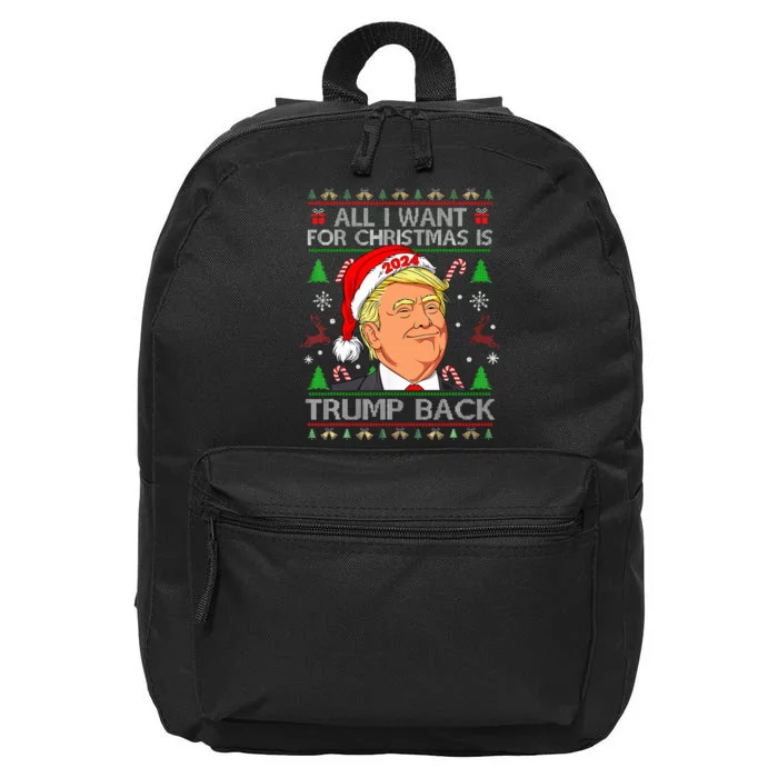 All I Want For Christmas Is Trump Back 2024 Ugly Sweater 16 in Basic Backpack