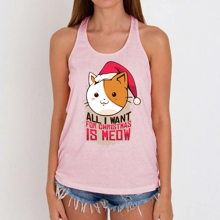 All I Want For Christmas Is Meow Funny Cat Gift Women's Knotted Racerback Tank