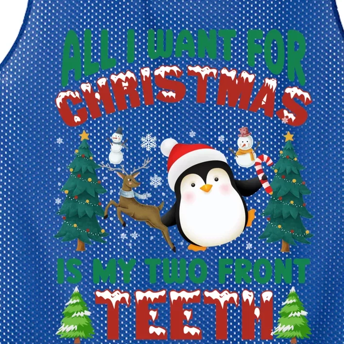 All I Want Christmas Is My Two Front Teeth Santa Xgiftmas Pj Funny Gift Mesh Reversible Basketball Jersey Tank