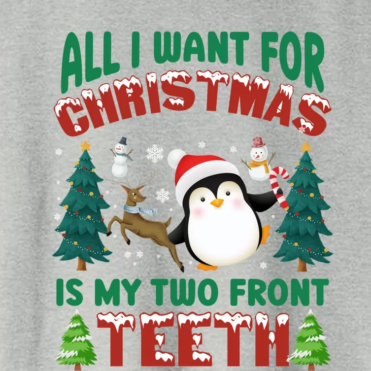 All I Want Christmas Is My Two Front Teeth Santa Xgiftmas Pj Funny Gift Women's Crop Top Tee