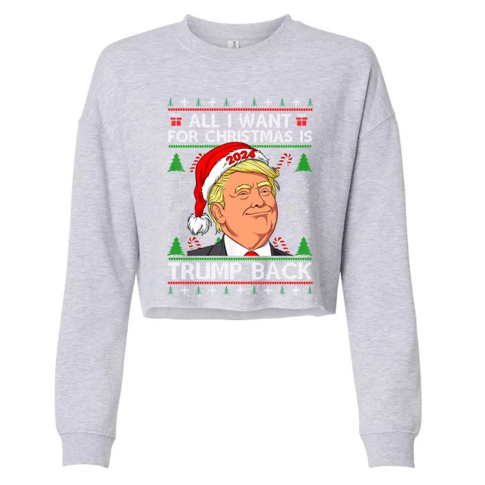 All I Want For Christmas Is Trump Back 2024 Ugly Sweater Gift Cropped Pullover Crew