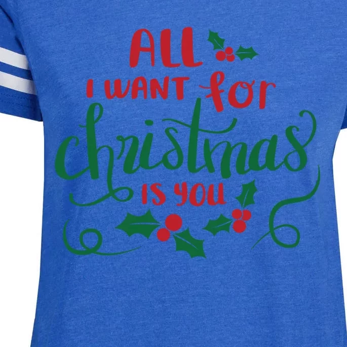 All I Want For Christmas Is You Enza Ladies Jersey Football T-Shirt