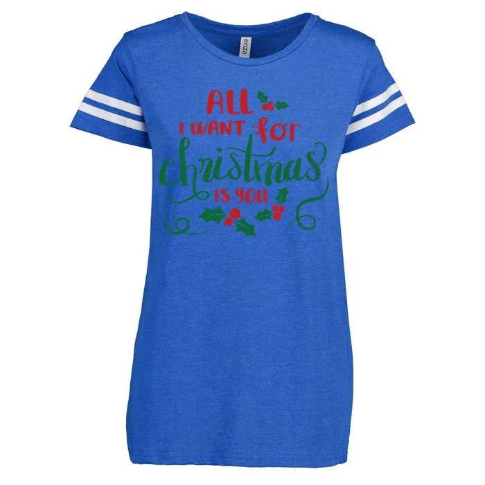 All I Want For Christmas Is You Enza Ladies Jersey Football T-Shirt