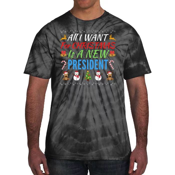 All I Want For Christmas Is A New President Fun Xmas Sweater Tie-Dye T-Shirt