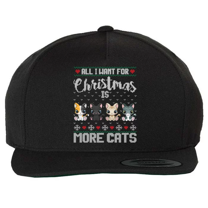 All I Want For Christmas Is More Cats Cute Ugly Xmas Sweater Gift Wool Snapback Cap