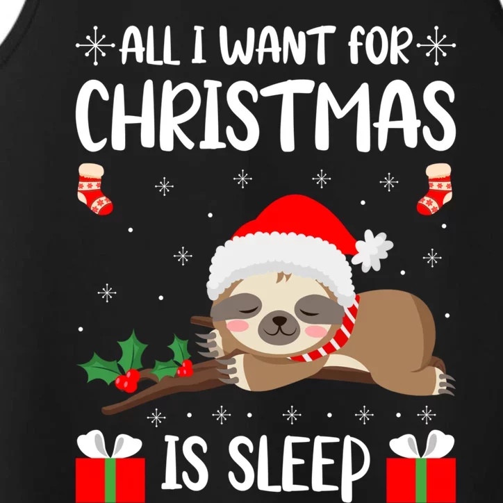 All I Want For Christmas Is Sleep Santa Hat Xmas Nap Fan Great Gift Performance Tank