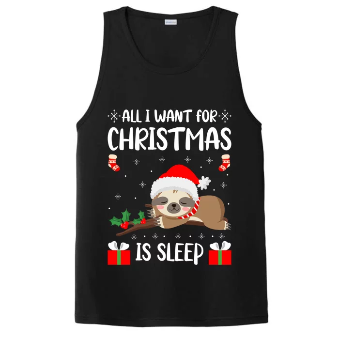 All I Want For Christmas Is Sleep Santa Hat Xmas Nap Fan Great Gift Performance Tank