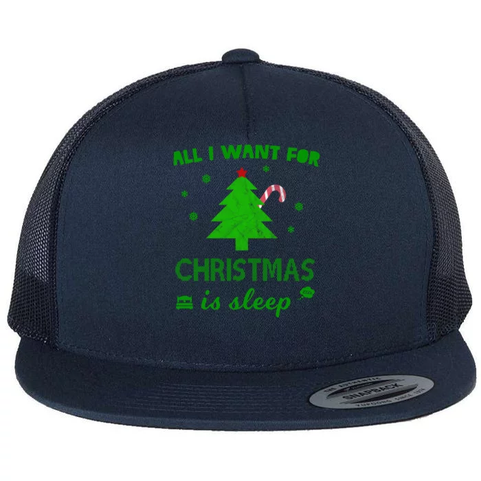 All I Want For Christmas Is Sleep Funny Xmas Nap Cute Gift Flat Bill Trucker Hat