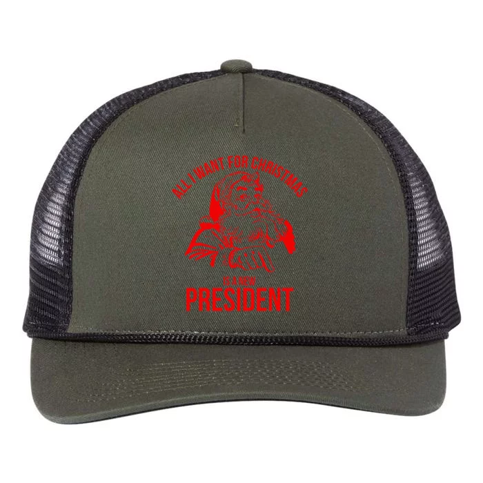 All I Want For Christmas Is A New President Funny Retro Rope Trucker Hat Cap