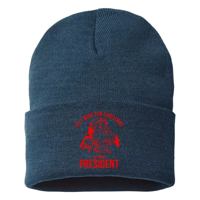 All I Want For Christmas Is A New President Funny Sustainable Knit Beanie